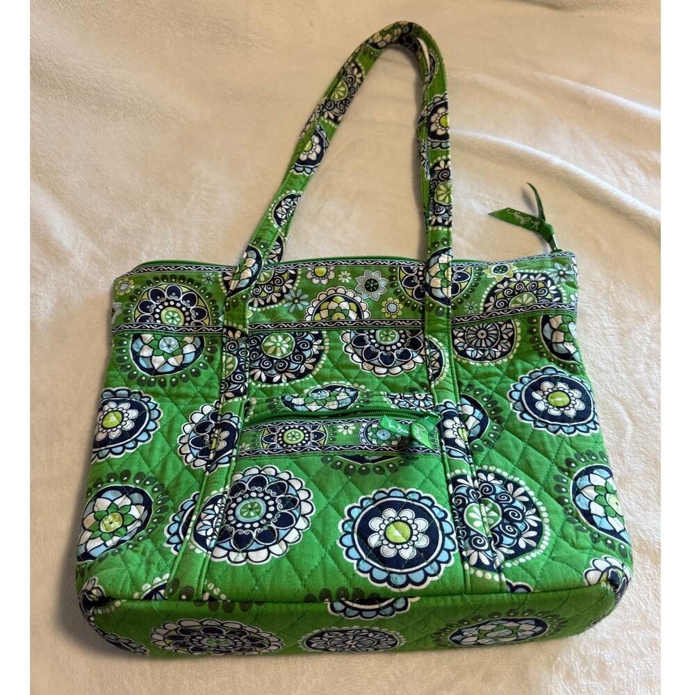 Vera Bradley "Cupcake Green" Quilted Shoulder Tote Bag